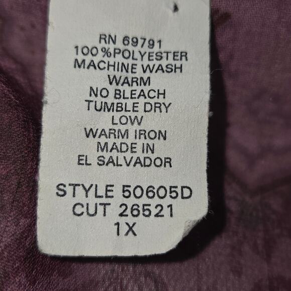 Vintage Gloria Lance Woman 1X Top Button Up Layered Purple Floral Paisley Artsy - Picture 11 of 11